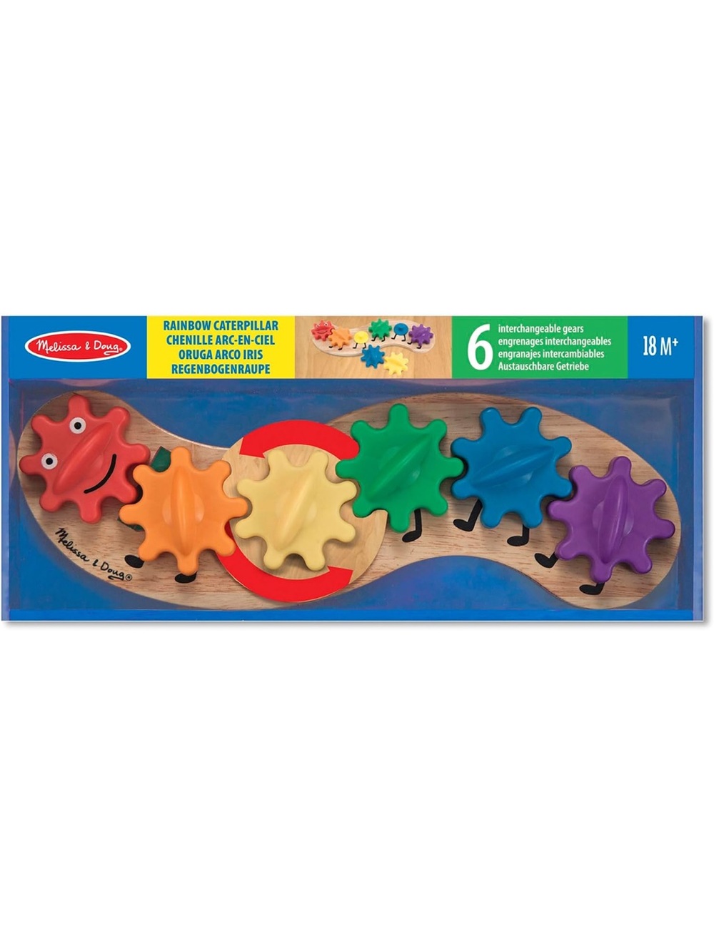 NWT Melissa & Doug multilingual packaging educational rainbow caterpillar wood